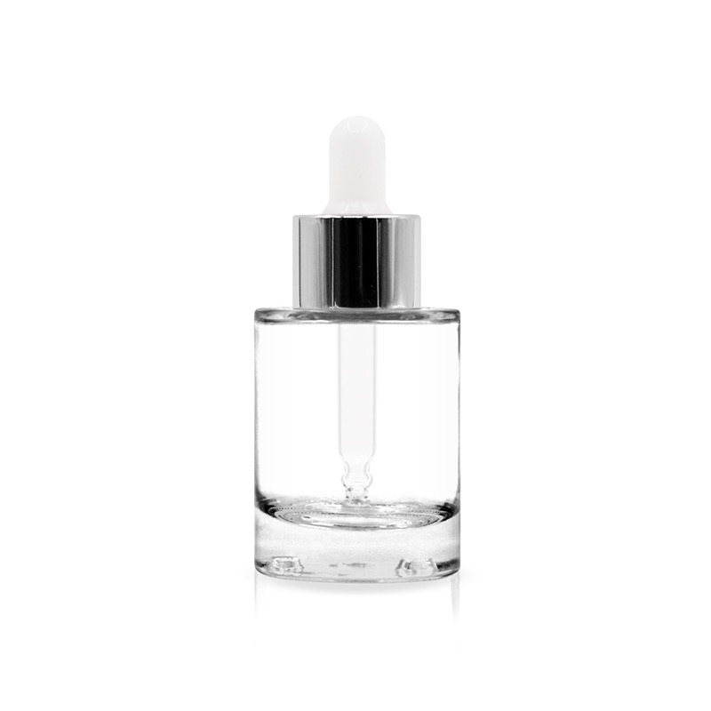 15ml 30ml cosmetic round shape high quality thick bottom clear glass oil packaging bottle