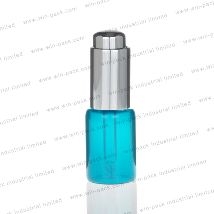 15ml 30ml customize logo blue Glass push press pump dropper tincture bottle with silver aluminum cap