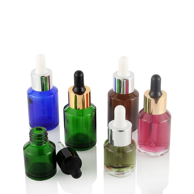 15ml 30ml empty clear and amber color oblique shoulder 30ml glass dropper bottle