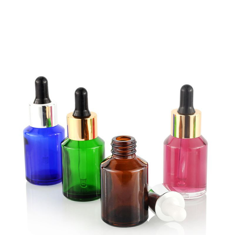 15ml 30ml empty clear and amber color oblique shoulder 30ml glass dropper bottle