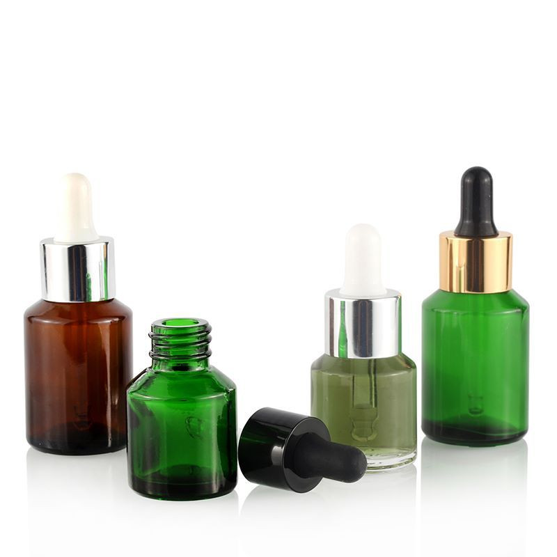 15ml 30ml empty clear and amber color oblique shoulder 30ml glass dropper bottle