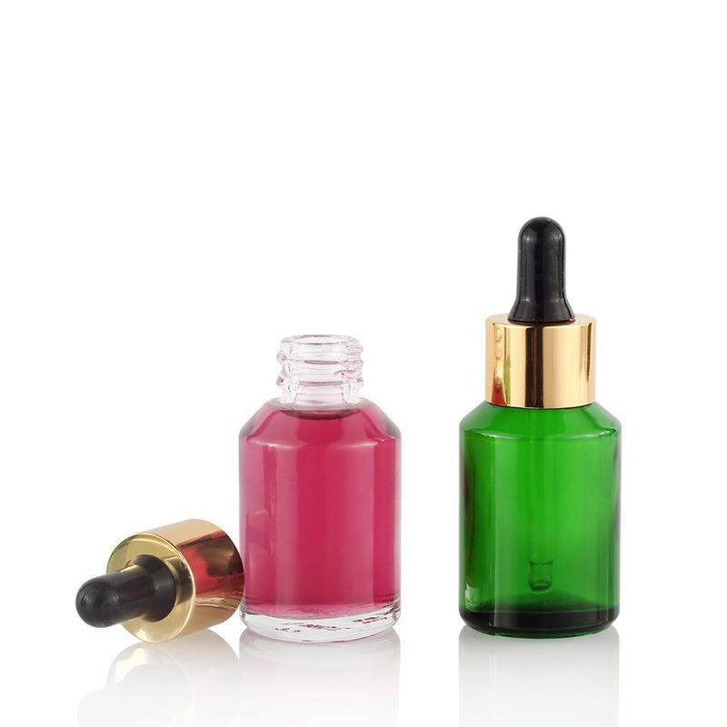 15ml 30ml empty clear and amber color oblique shoulder 30ml glass dropper bottle