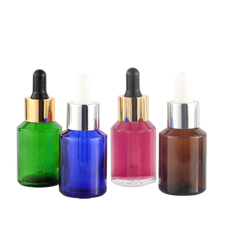 15ml 30ml empty clear and amber color oblique shoulder 30ml glass dropper bottle
