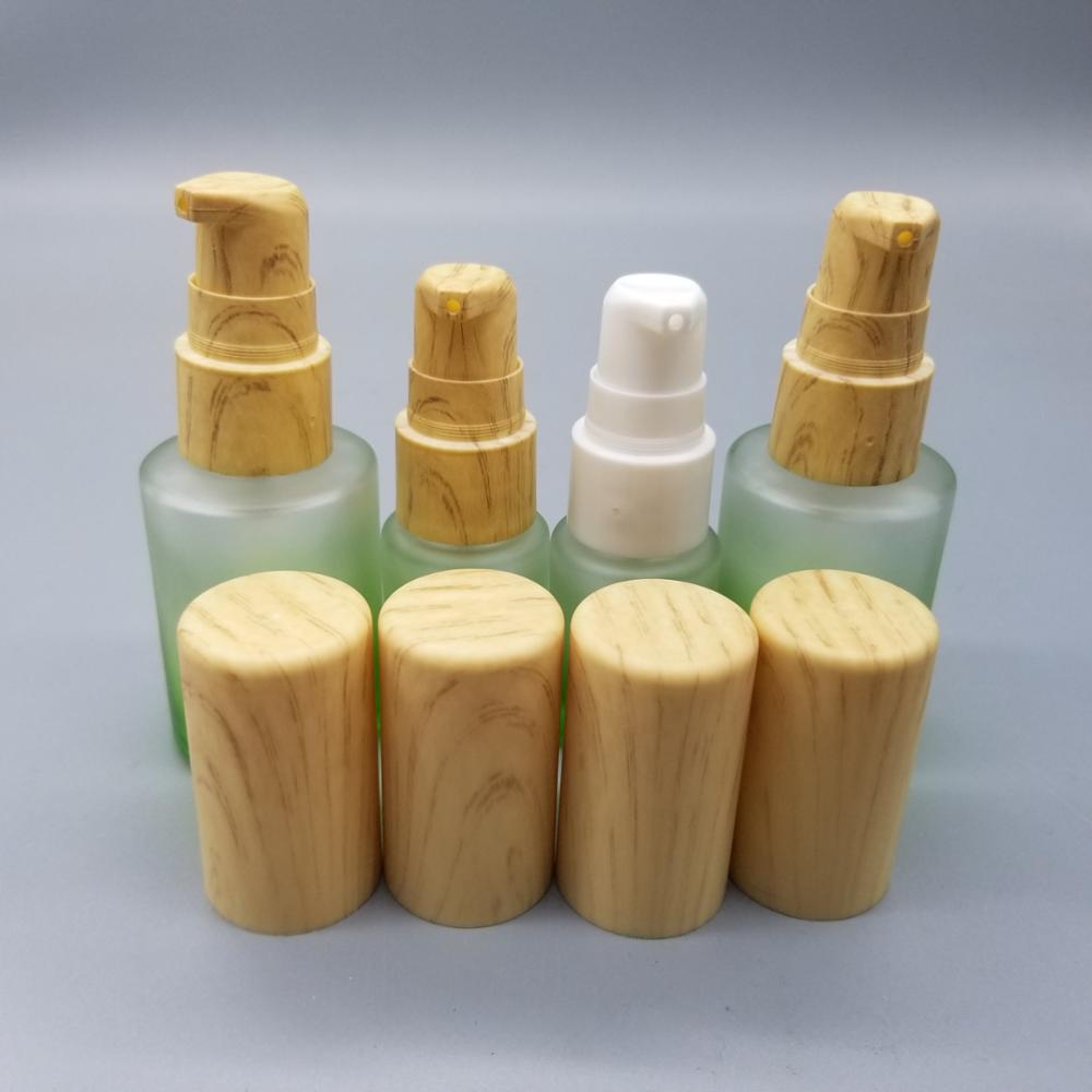 15ml 30ml glass lotion bottle with Wooden pump cap