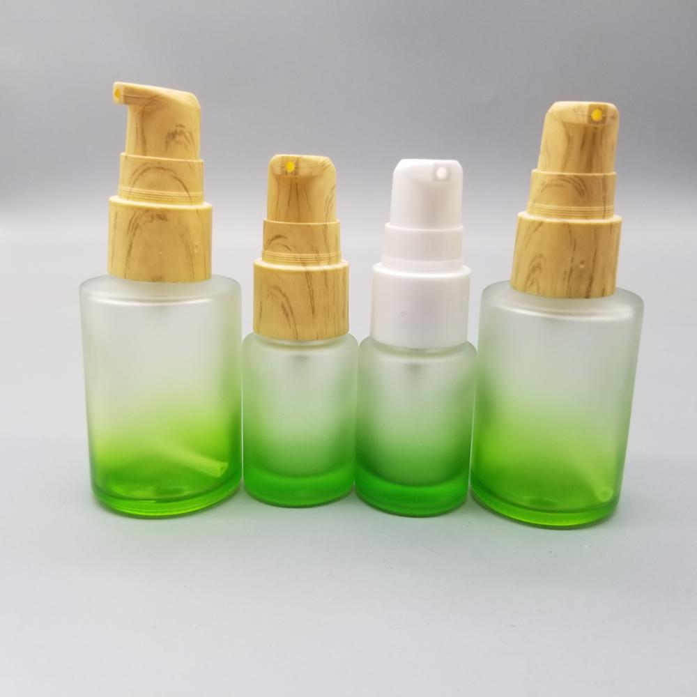 15ml 30ml glass lotion bottle with Wooden pump cap