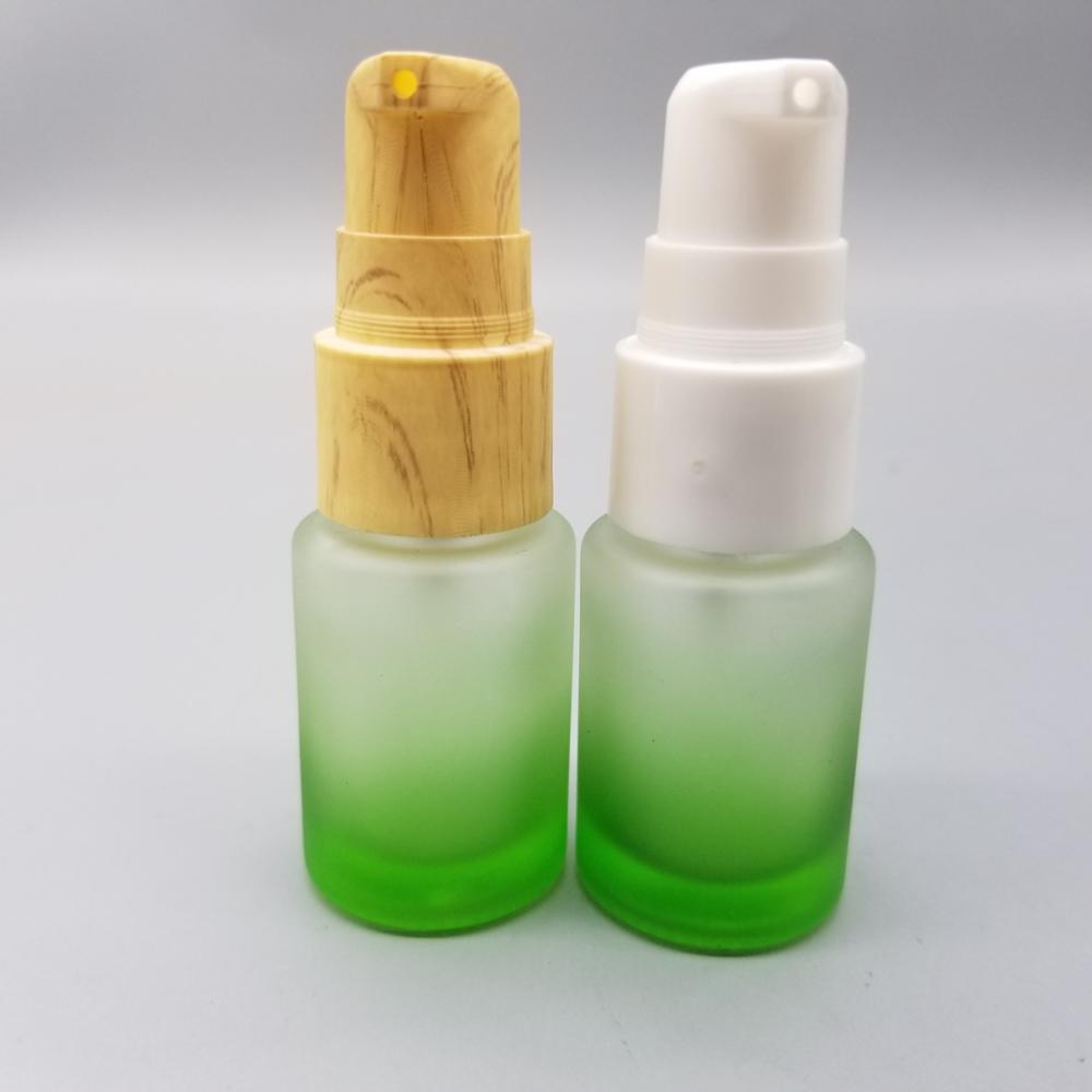 15ml 30ml glass lotion bottle with Wooden pump cap