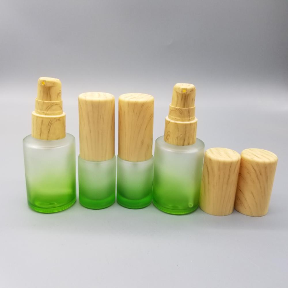 15ml 30ml glass lotion bottle with Wooden pump cap