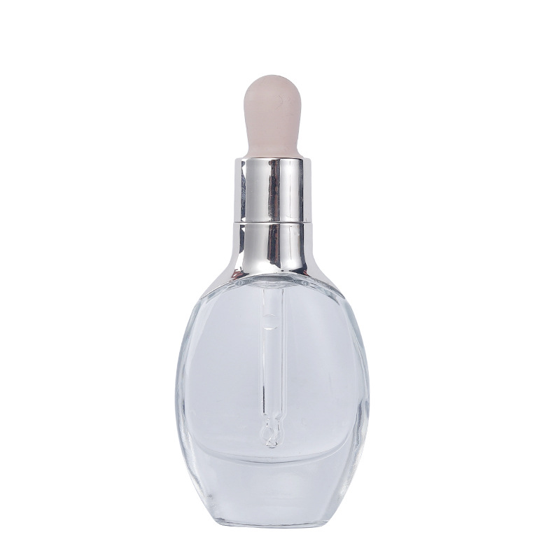 15ml 30ml  high end cosmetic bottle clear flat round shape essential oil glass dropper bottle LAMER oil bottle