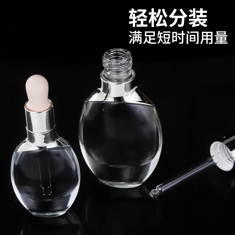 15ml 30ml high end cosmetic bottle clear flat round shape essential oil glass dropper bottle LAMER oil bottle