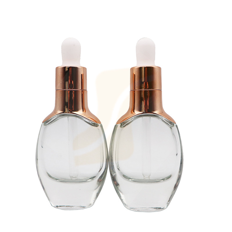 15ml 30ml luxury thick clear glass essence oil  dropper bottle with gold aluminum cap