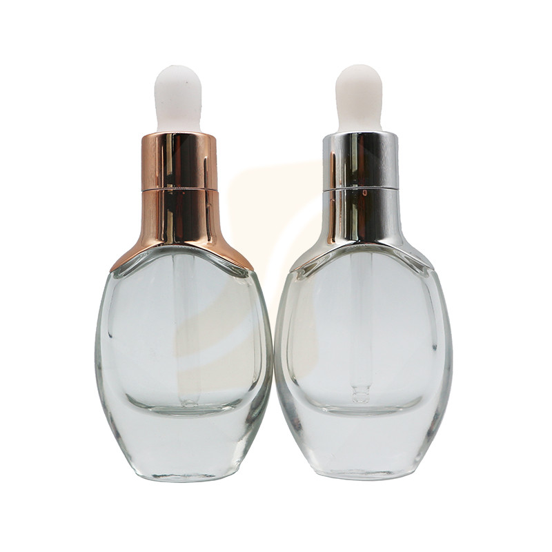 15ml 30ml luxury thick clear glass essence oil dropper bottle with gold aluminum cap