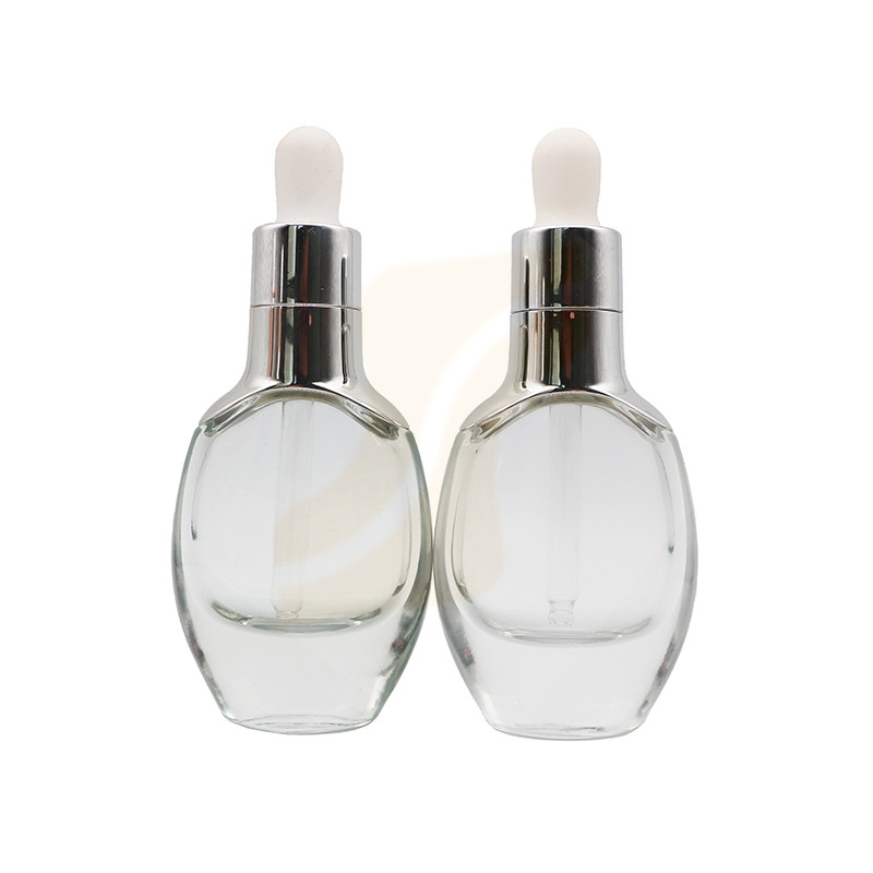 15ml 30ml luxury thick clear glass essence oil dropper bottle with gold aluminum cap