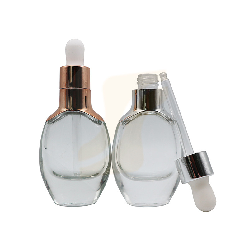 15ml 30ml luxury thick clear glass essence oil dropper bottle with gold aluminum cap