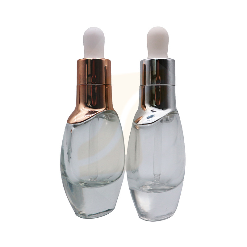 15ml 30ml luxury thick clear glass essence oil dropper bottle with gold aluminum cap