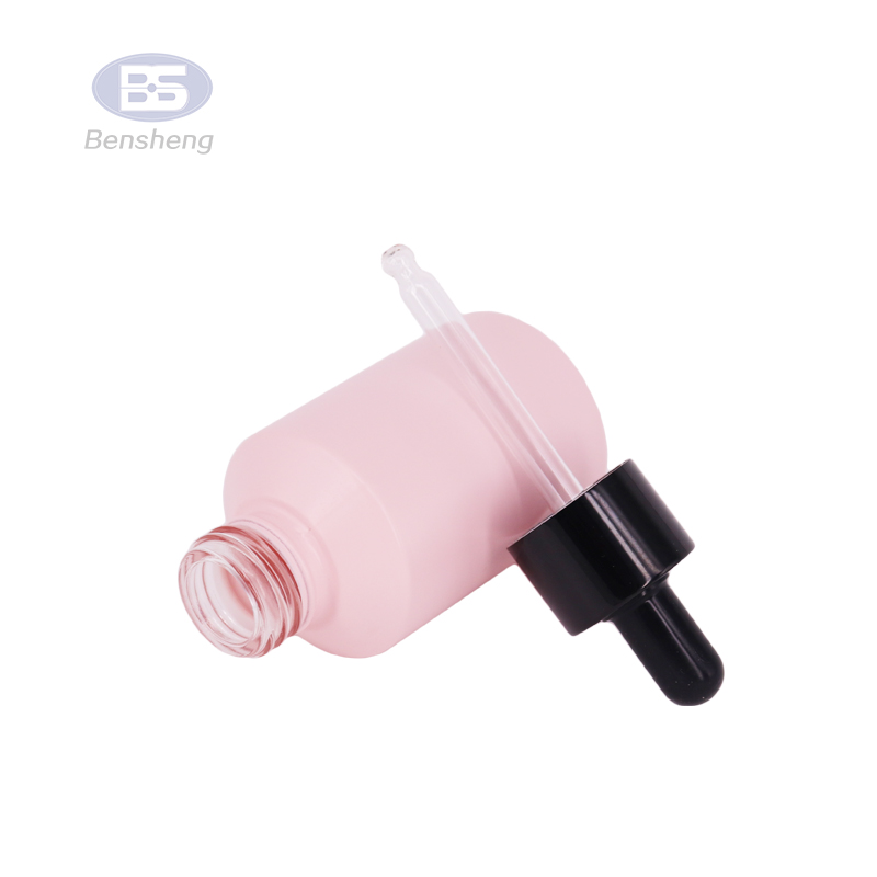15ml 30ml tincture cosmetic packaging frosted pink glass serum bottle with rose gold spray