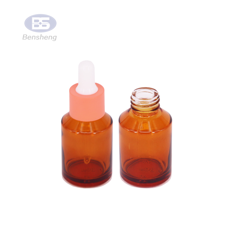 15ml 30ml tincture cosmetic packaging frosted pink glass serum bottle with rose gold spray