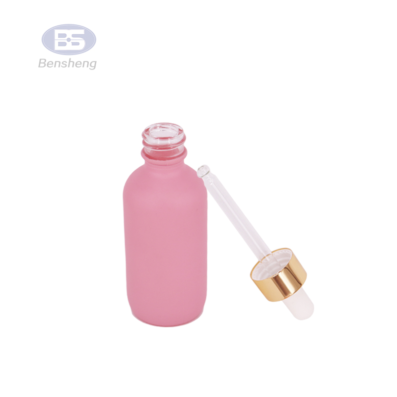 15ml 30ml tincture cosmetic packaging frosted pink glass serum bottle with rose gold spray