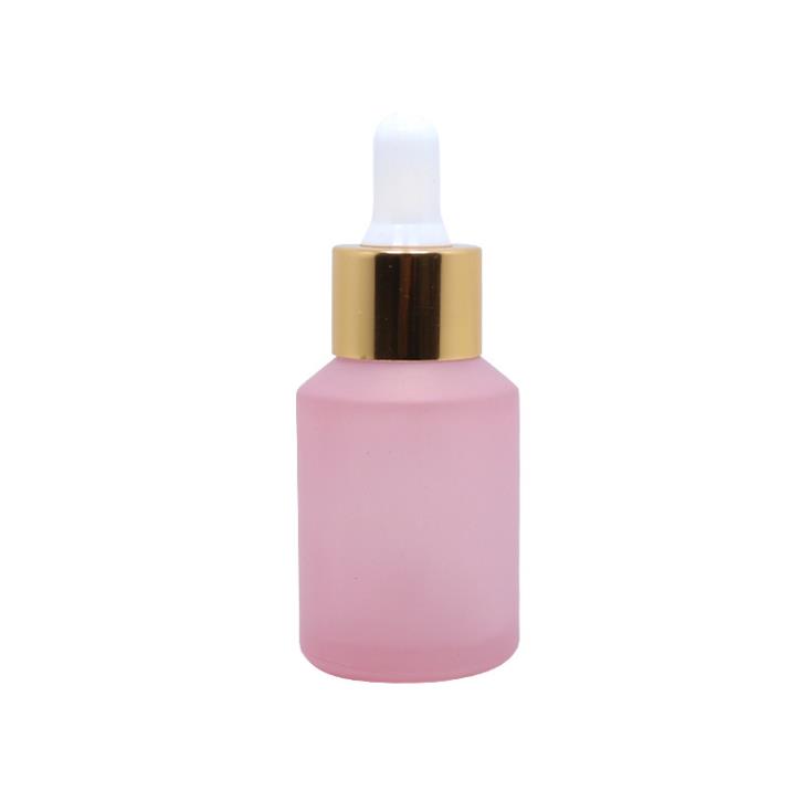 15ml 30ml tincture cosmetic packaging frosted pink glass serum bottle with rose gold spray