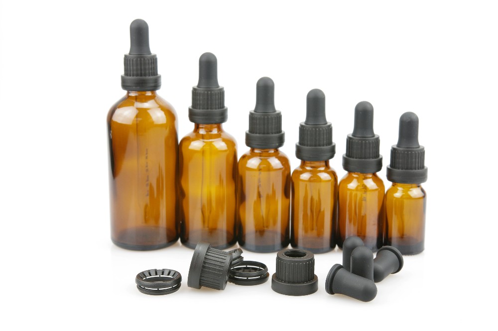 15ml Amber glass dropper bottle with tamper evident dropper cap