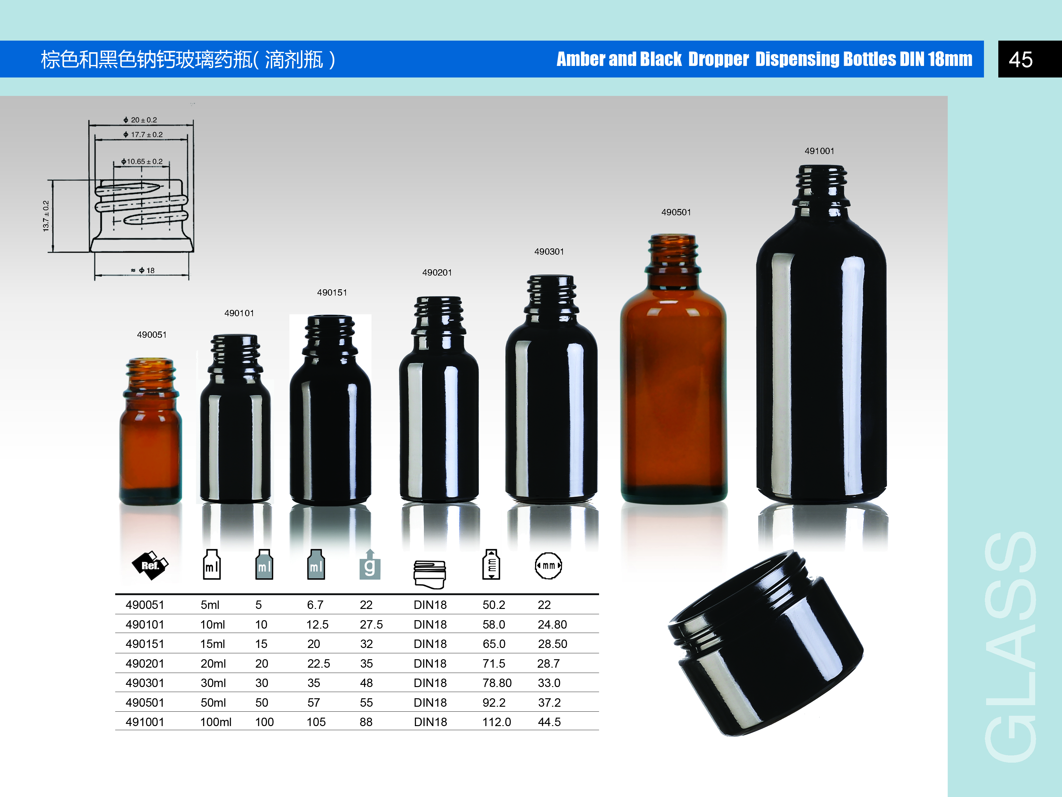15ml BLACK COLOR GLASS DROPPER BOTTLE