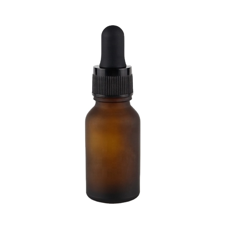 15ml Best-selling Amber Frosted Essence Bottle with Glass Dropper Cap