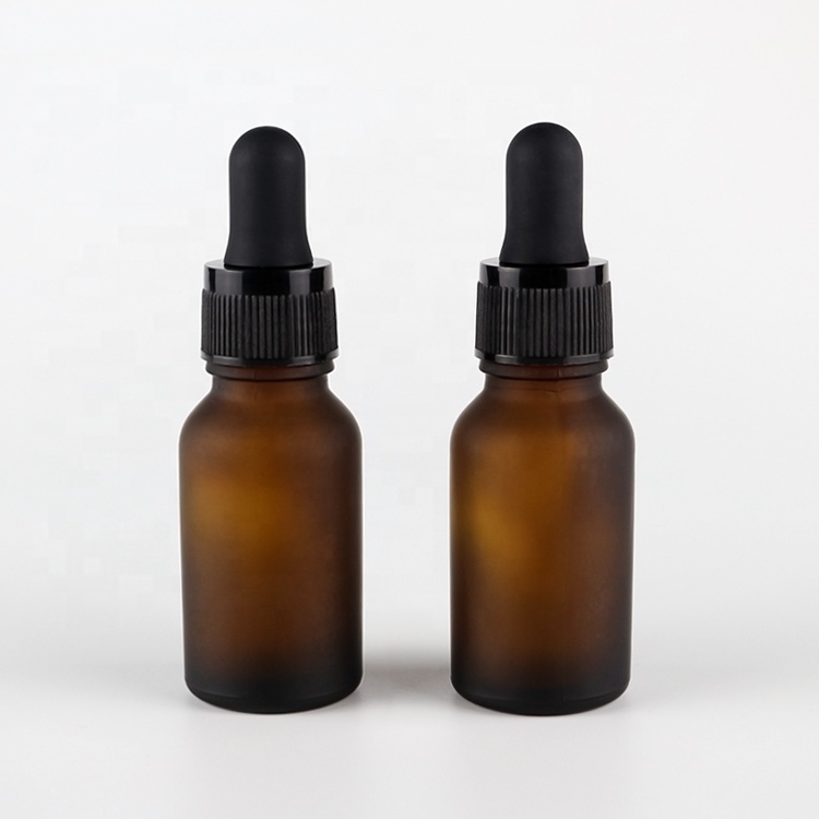 15ml Best-selling Amber Frosted Essence Bottle with Glass Dropper Cap