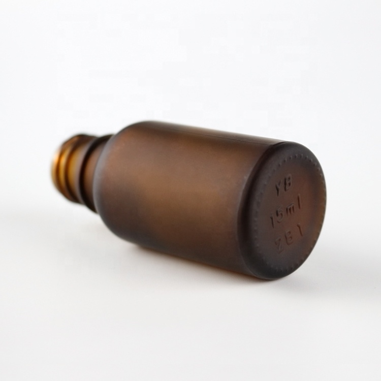 15ml Best-selling Amber Frosted Essence Bottle with Glass Dropper Cap