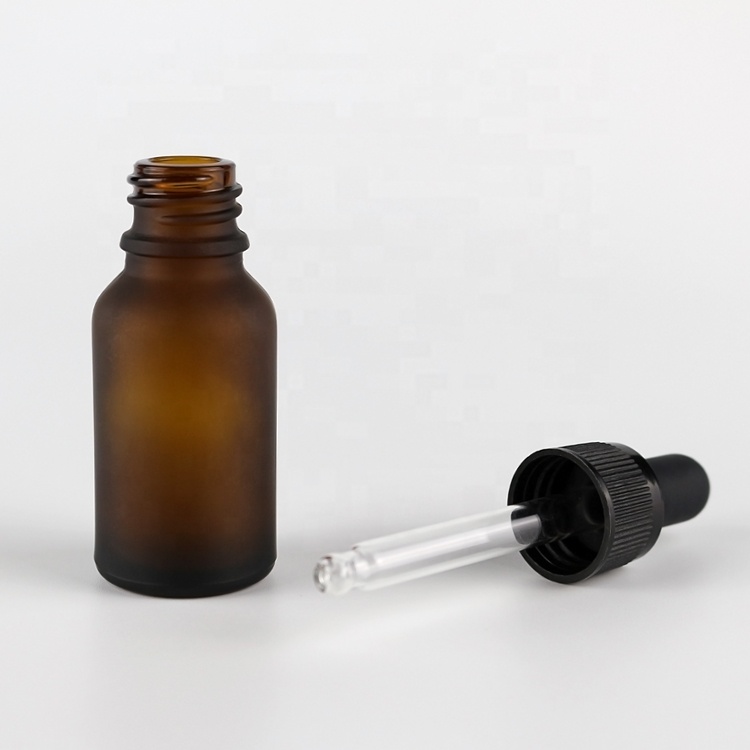 15ml Best-selling Amber Frosted Essence Bottle with Glass Dropper Cap
