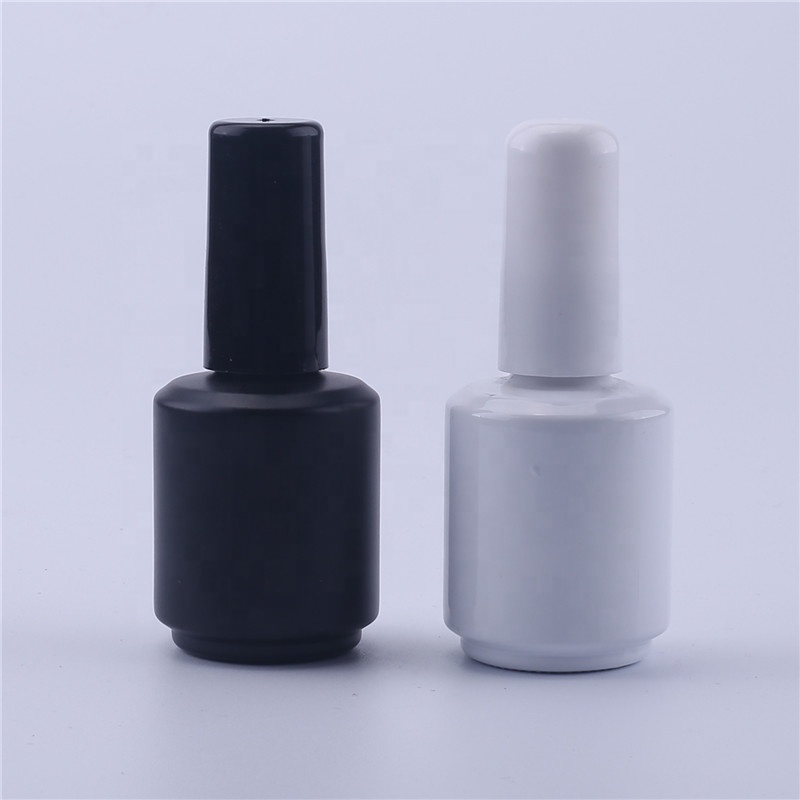 15ml Black White Empty Gel Nail Polish Glass Bottle with Brush for Manicure Oil