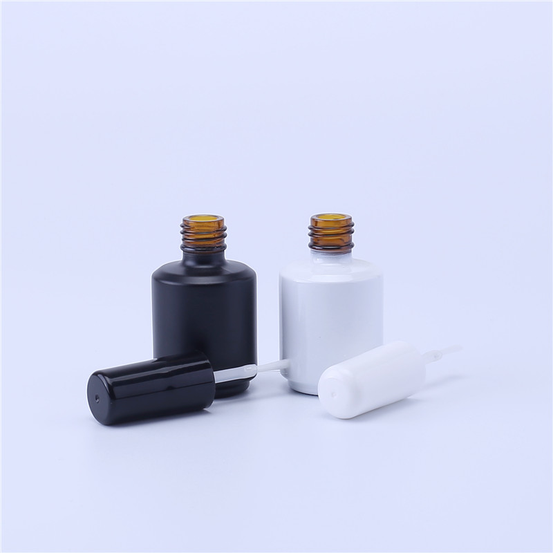 15ml Black White Empty Gel Nail Polish Glass Bottle with Brush for Manicure Oil