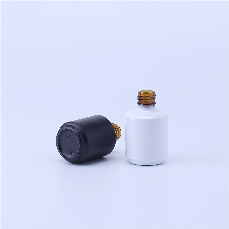 15ml Black White Empty Gel Nail Polish Glass Bottle with Brush for Manicure Oil