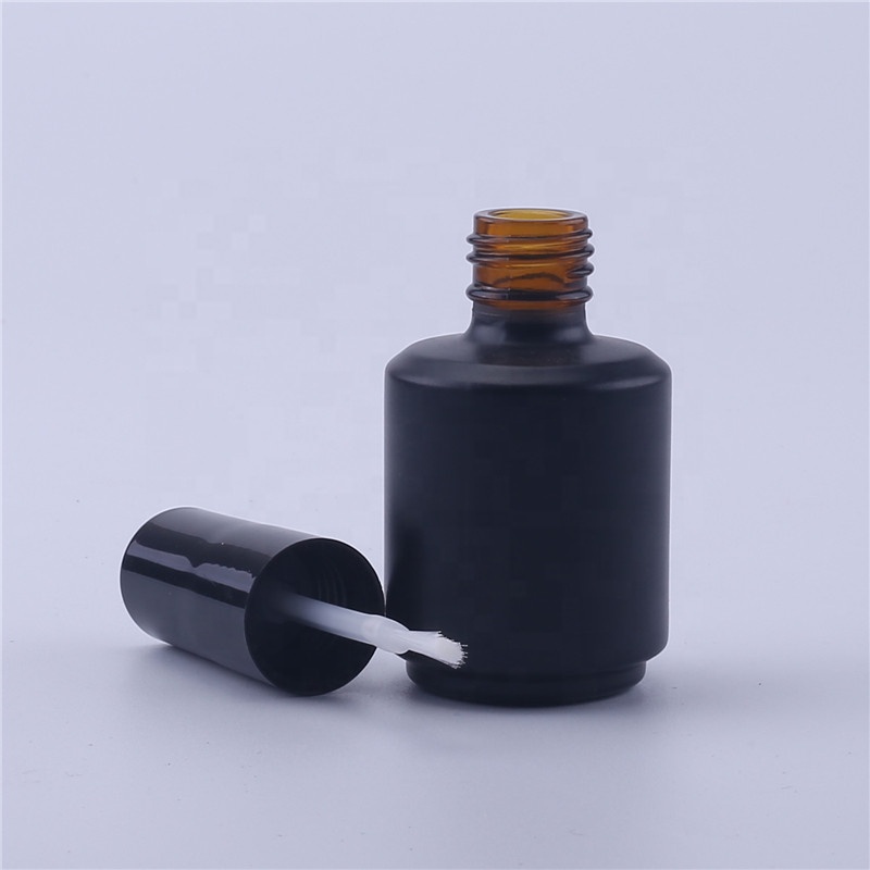 15ml Black White Empty Gel Nail Polish Glass Bottle with Brush for Manicure Oil