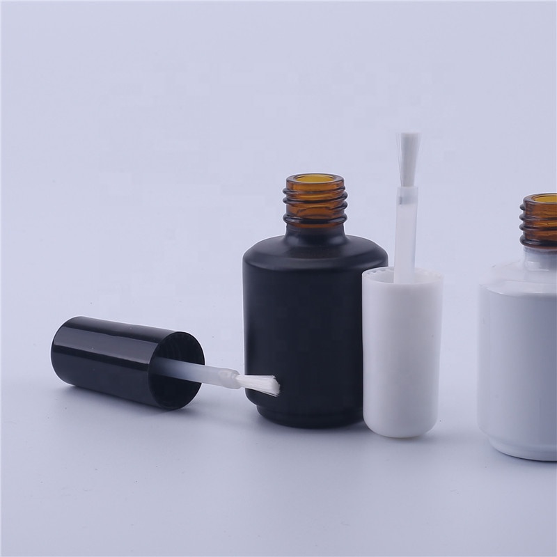 15ml Black White Empty Gel Nail Polish Glass Bottle with Brush for Manicure Oil