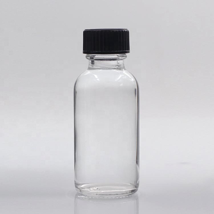15ml Clear Cosmetic Boston Round Glass Essential Oil Bottle With Black Childproof Cap