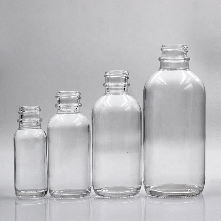 15ml Clear Cosmetic Boston Round Glass Essential Oil Bottle With Black Childproof Cap