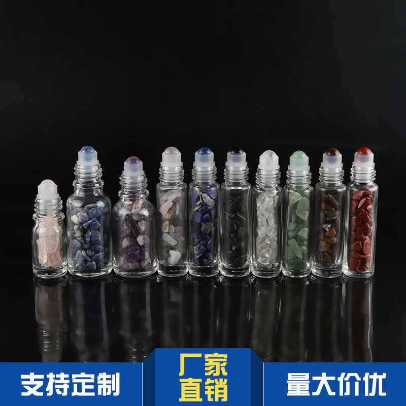 15ml Clear Essential Oil Euro Dropper Bottle with Colored Gemstone Roller