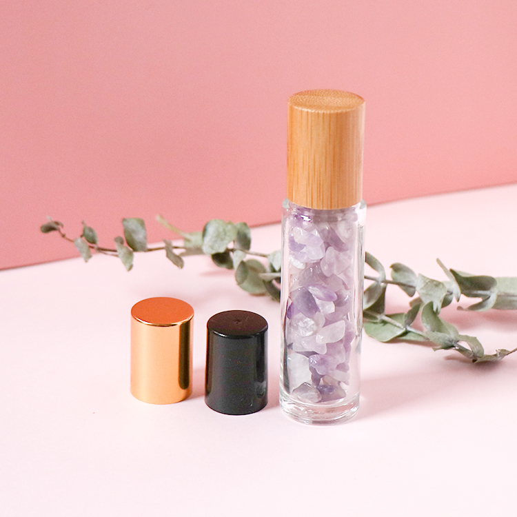 15ml Clear Roller ball Glass Essential Oil Roll On Bottle with gemstone roller balls