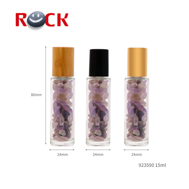 15ml Clear Roller ball Glass Essential Oil Roll On Bottle with gemstone roller balls