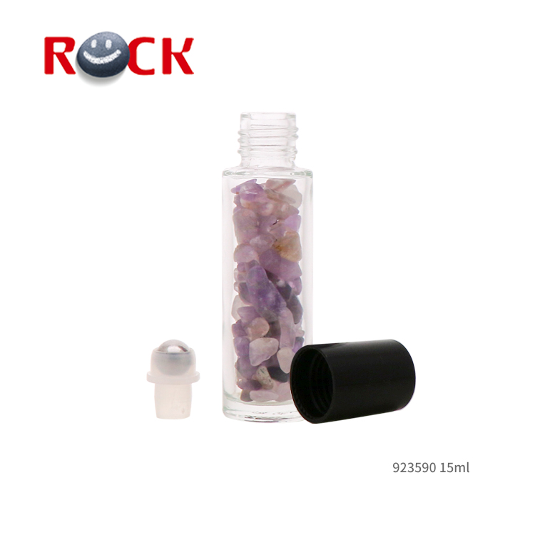 15ml Clear Roller ball Glass Essential Oil Roll On Bottle with gemstone roller balls