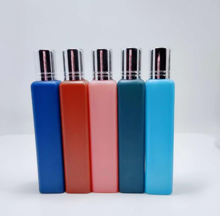 15ml Colorful Long Square Glass Steel Roller Bottle for Perfume Oil