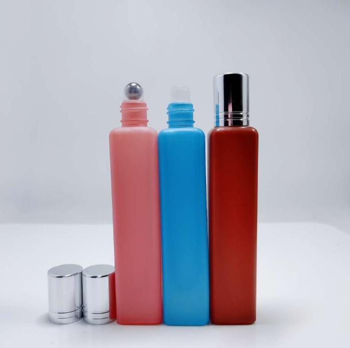 15ml Colorful Long Square Glass Steel Roller Bottle for Perfume Oil
