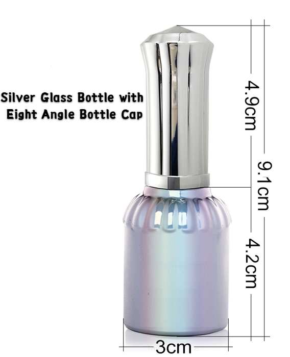15ml Empty Glass Nail Polish silver Bottles Cosmetic Jars Container With Cap and Soft Brush For DIY Nail Art Make Up(Silver Lid)