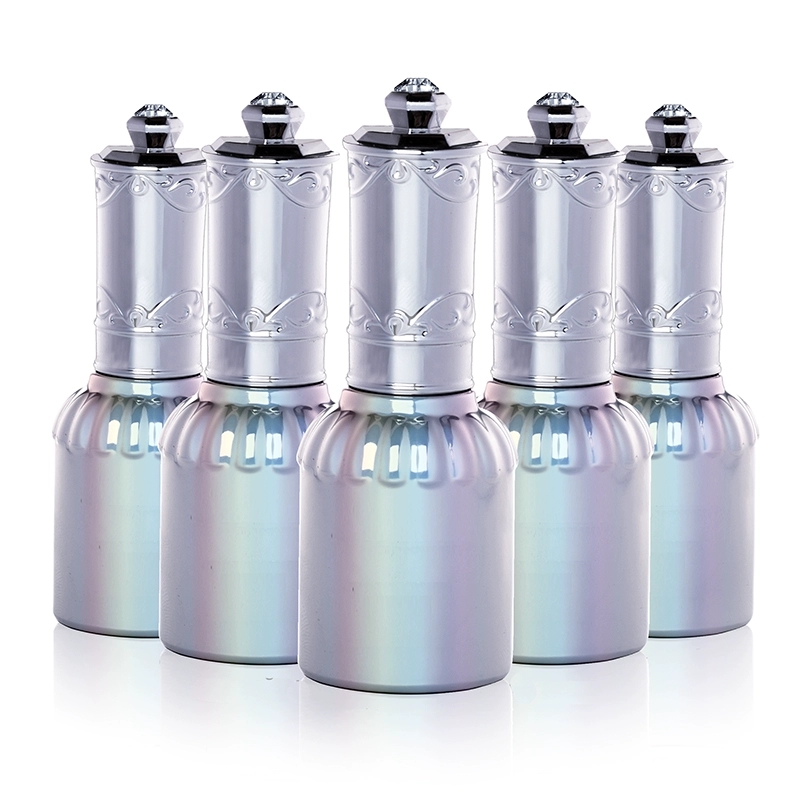 15ml Empty Glass Nail Polish silver Bottles Cosmetic Jars Container With Cap and Soft Brush For DIY Nail Art Make Up(Silver Lid)