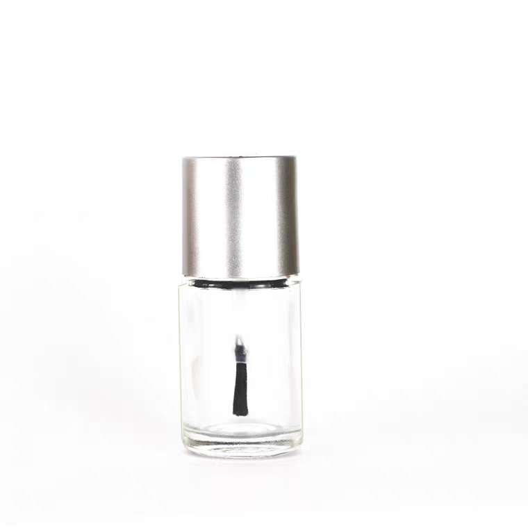 15ml Empty Nail Polish Glass Bottle Clear Portable UV Gel Container Refilled Storage Box Circular Round Makeup Tube Brush
