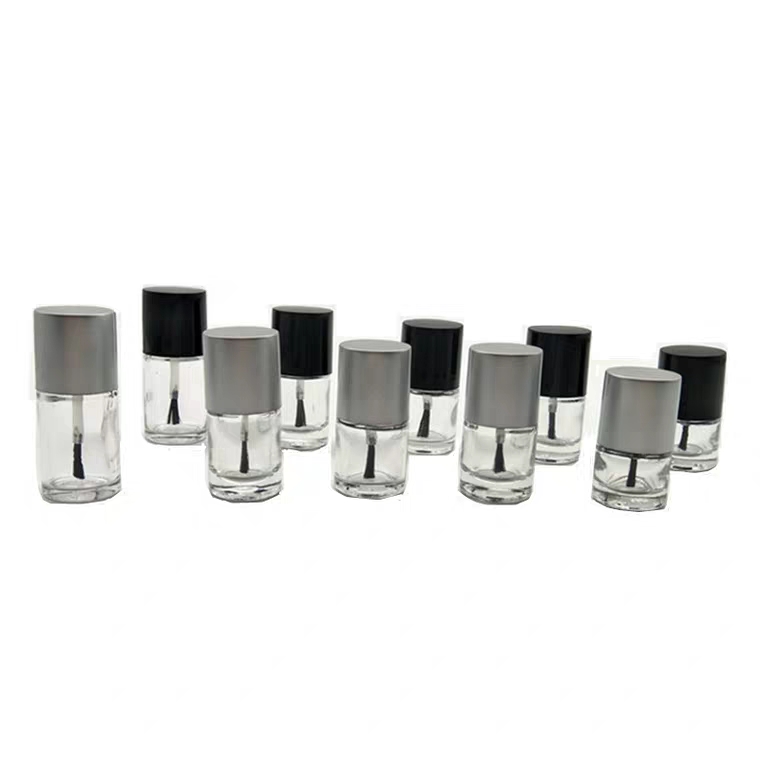 15ml Empty Nail Polish Glass Bottle Clear Portable UV Gel Container Refilled Storage Box Circular Round Makeup Tube Brush