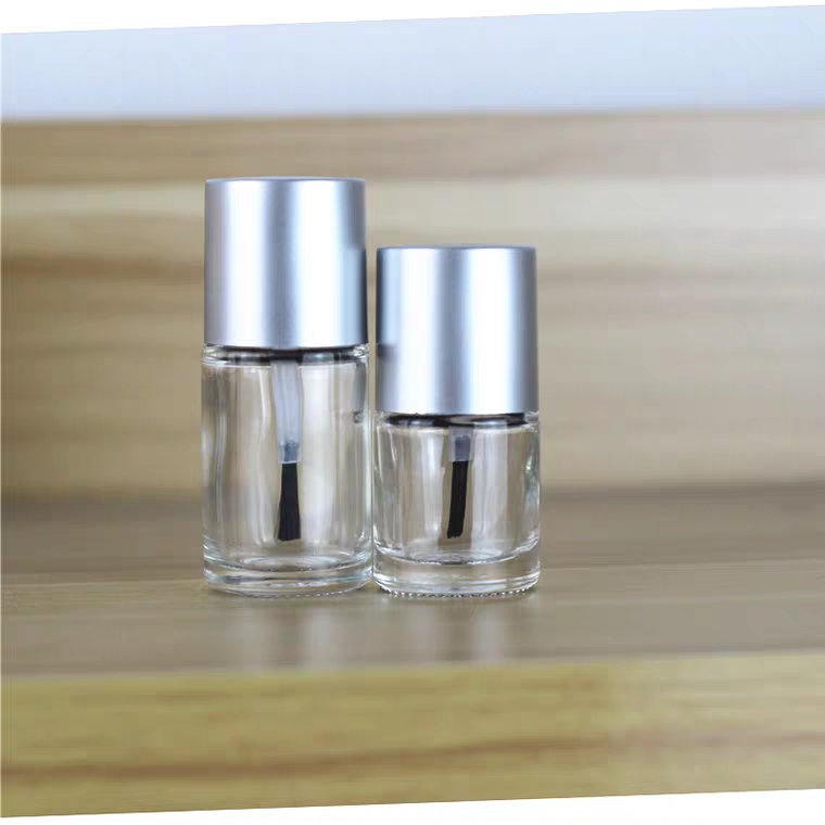 15ml Empty Nail Polish Glass Bottle Clear Portable UV Gel Container Refilled Storage Box Circular Round Makeup Tube Brush