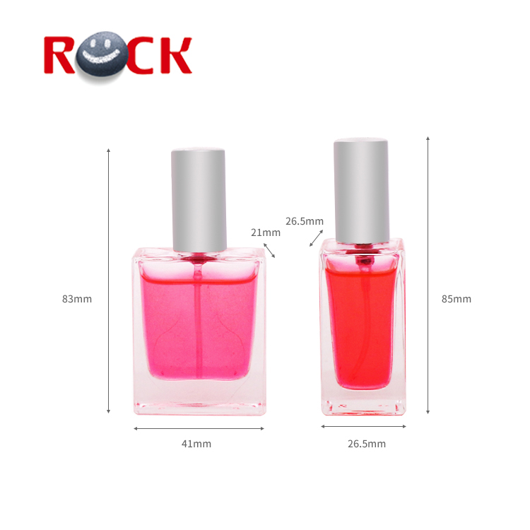 15ml Empty Square Rectangle Shape Glass Perfume Bottle With Sliver Cap