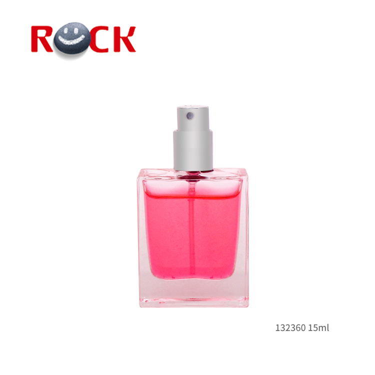 15ml Empty Square Rectangle Shape Glass Perfume Bottle With Sliver Cap