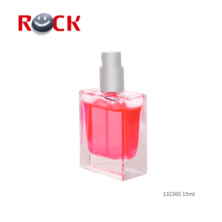 15ml Empty Square Rectangle Shape Glass Perfume Bottle With Sliver Cap