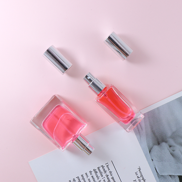 15ml Empty Square Rectangle Shape Glass Perfume Bottle With Sliver Cap